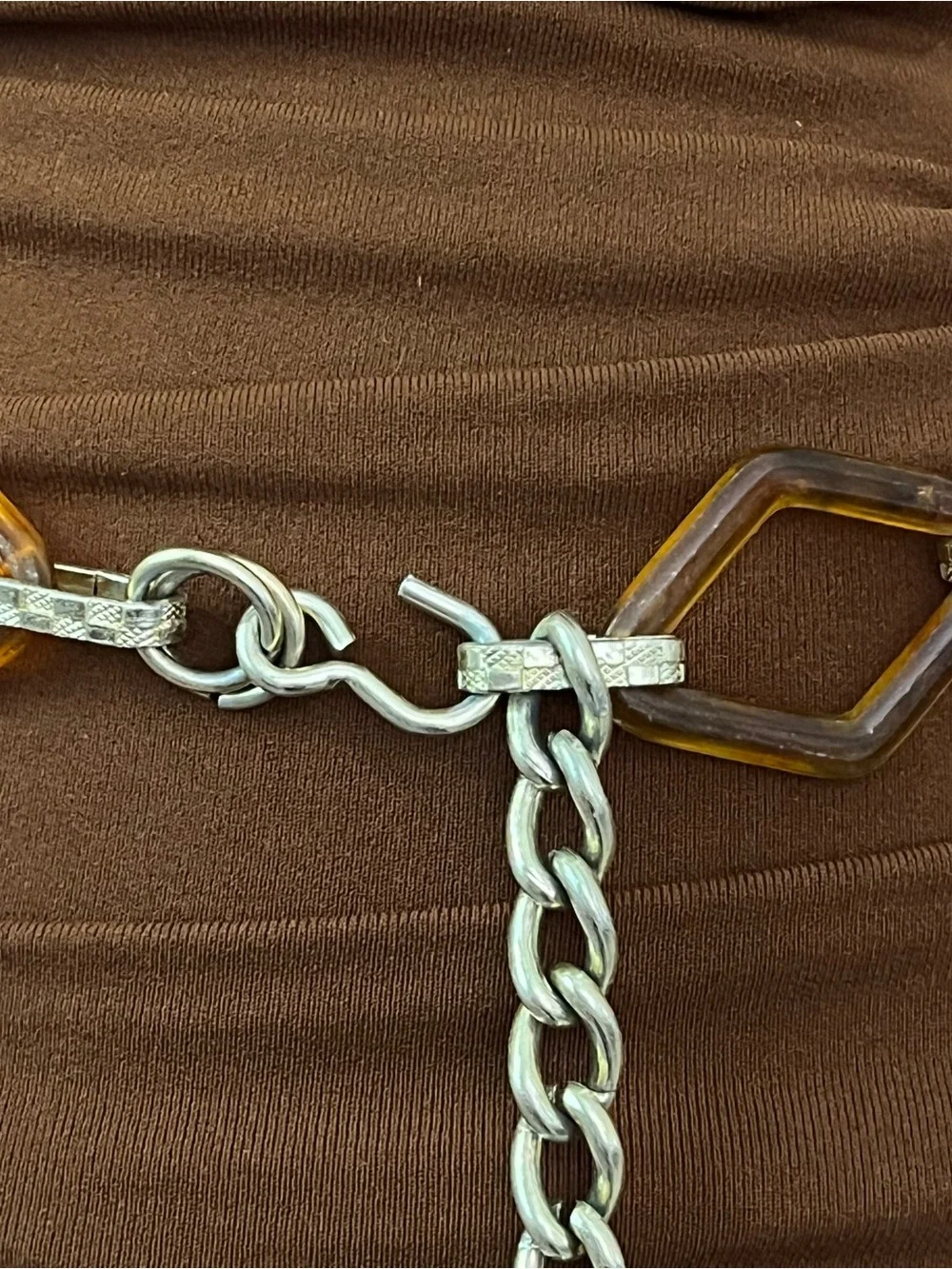 Vintage Y2K Tortoiseshell Chain Belt | Geometric Resin Hip Belt